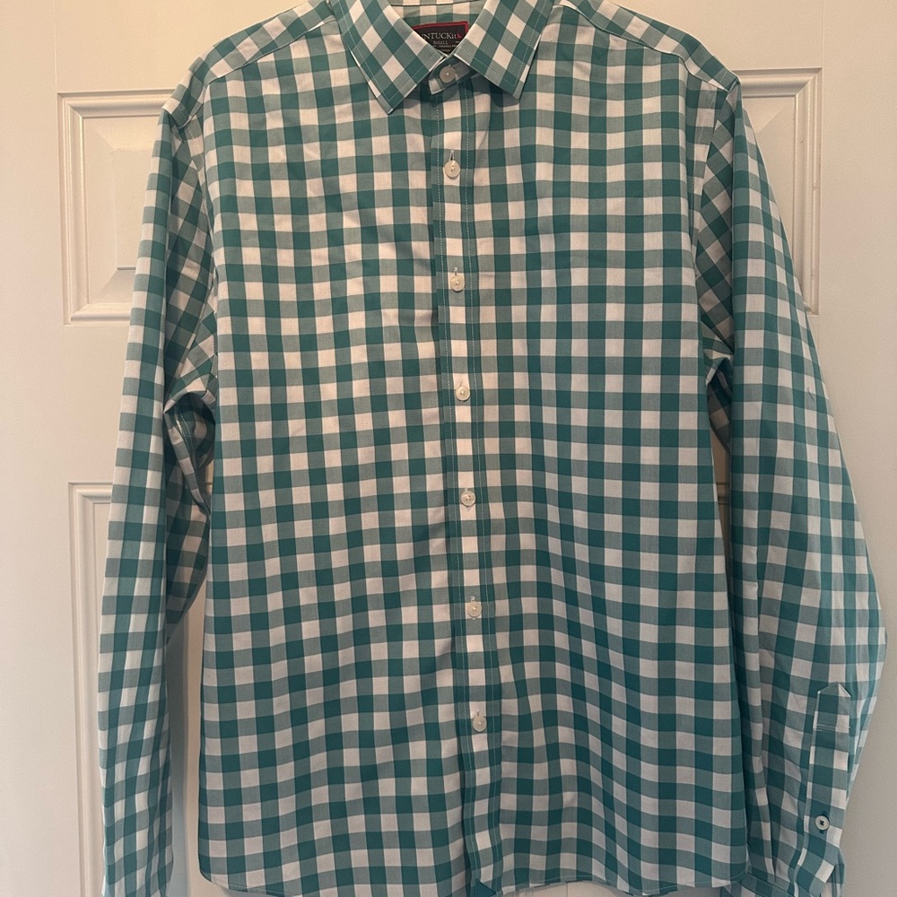 UNTUCKit Teal and White Checkered Shirt